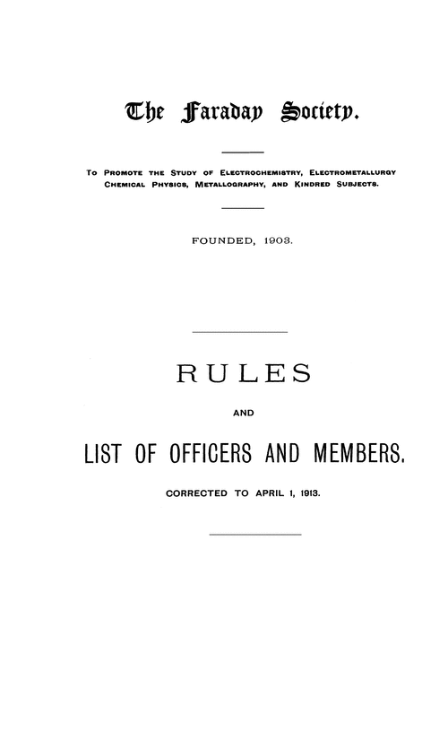 Rules and list of officers and members