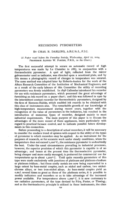 Recording pyrometers