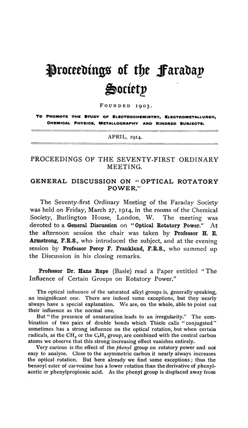 Proceedings of the Faraday Society