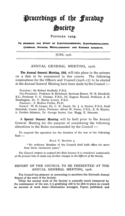 Annual General Meeting, 1916