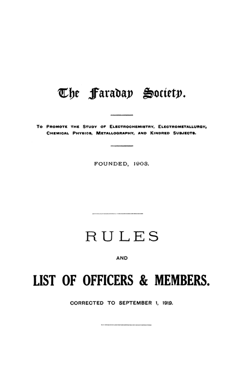 Rules and list of officers and members