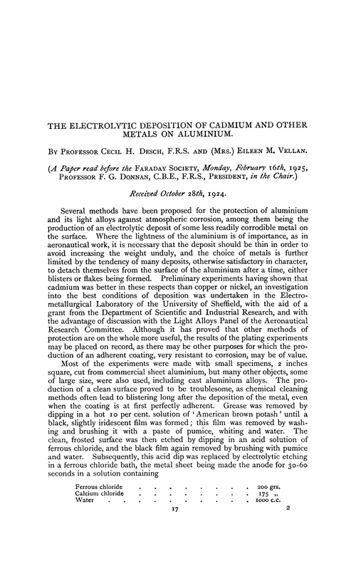 The electrolytic deposition of cadmium and other metals on aluminium