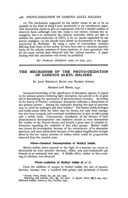 The mechanism of the photo-oxidation of gaseous alkyl halides