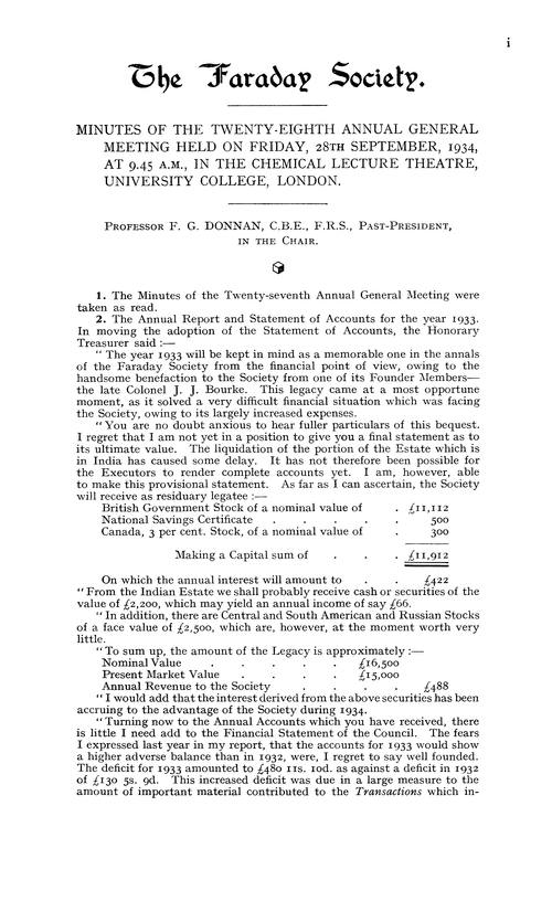 Minutes of the Twenty-eighth Annual General Meeting held on Friday, 28th September, 1934, at 9.45 a.m., in the chemical lecture theatre, University College, London