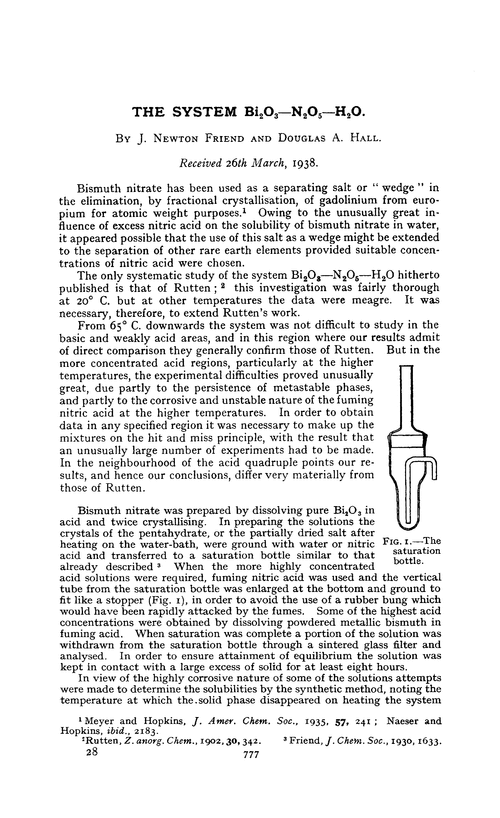 The system Bi2O3—N2O5—H2O