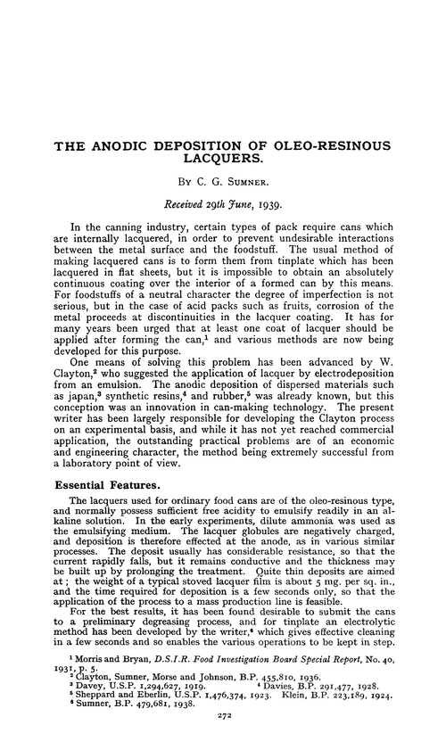 The anodic deposition of oleo-resinous lacquers