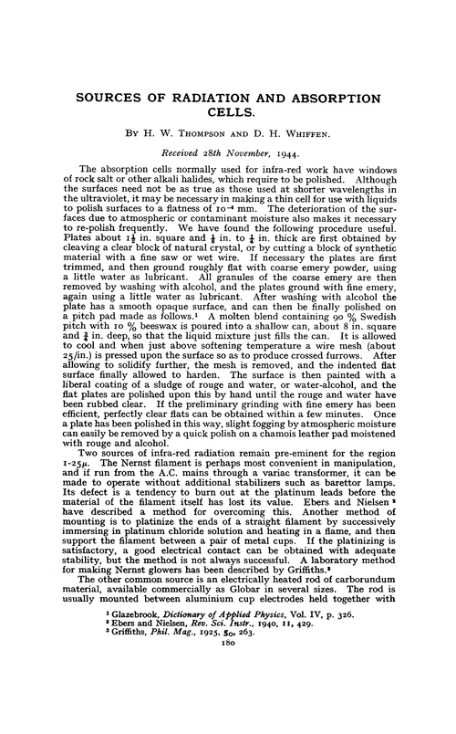 Sources of radiation and absorption cells