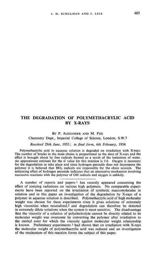 The degradation of polymethacrylic acid by X-rays