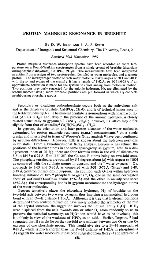 Proton magnetic resonance in brushite